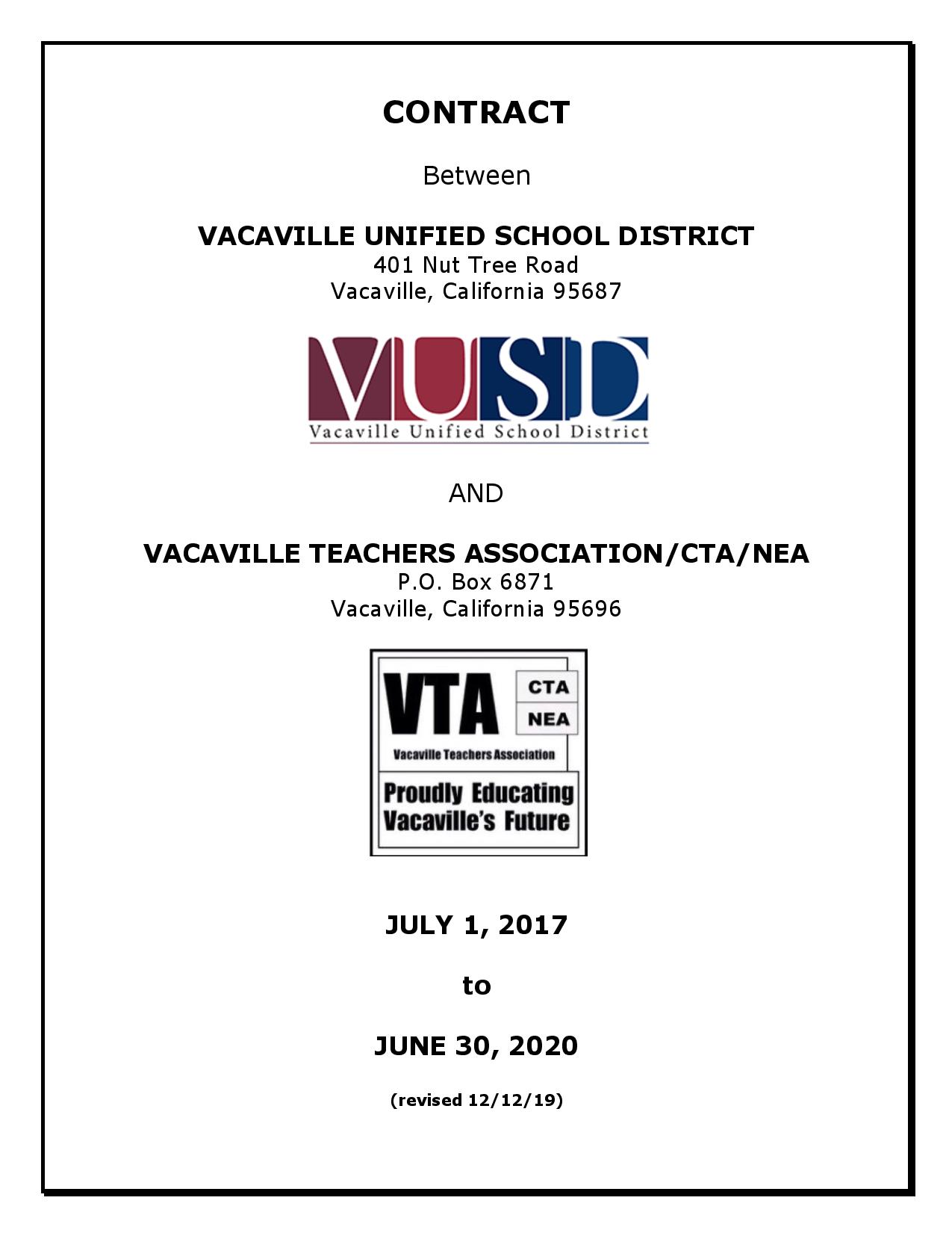 Vusd Calendar 2023 Contract Between Vusd And Vta For 2020-2021 And 2021-2022 – Vacaville  Teachers Association